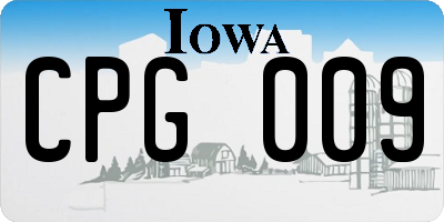 IA license plate CPG009