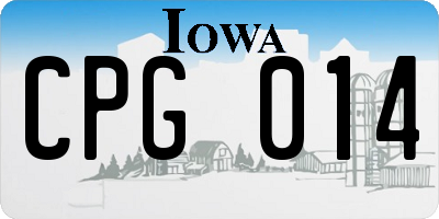 IA license plate CPG014