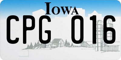 IA license plate CPG016
