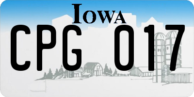 IA license plate CPG017