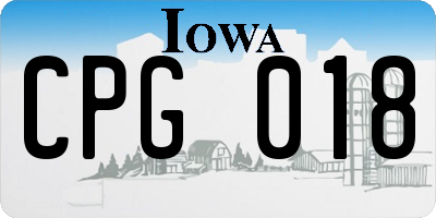 IA license plate CPG018