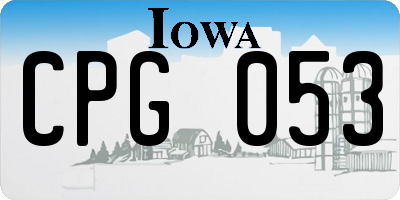 IA license plate CPG053