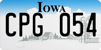 IA license plate CPG054