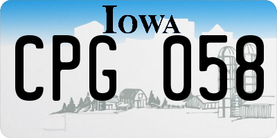 IA license plate CPG058