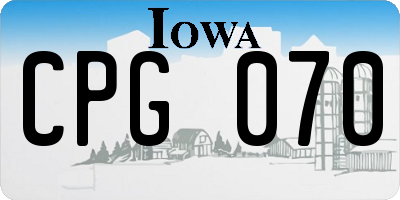 IA license plate CPG070