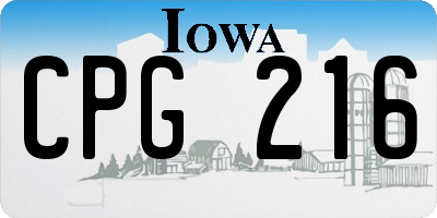 IA license plate CPG216