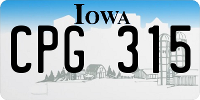 IA license plate CPG315