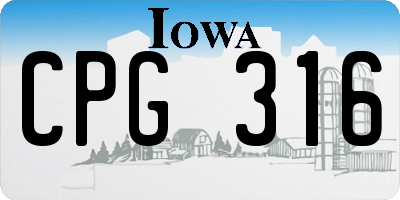 IA license plate CPG316