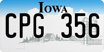 IA license plate CPG356