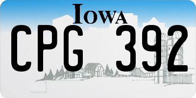 IA license plate CPG392