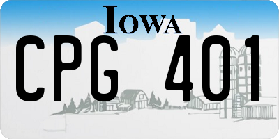 IA license plate CPG401