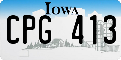 IA license plate CPG413