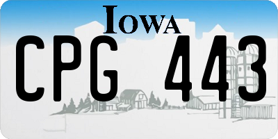 IA license plate CPG443
