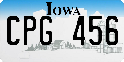 IA license plate CPG456