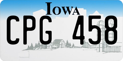 IA license plate CPG458