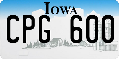 IA license plate CPG600