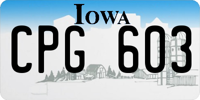 IA license plate CPG603