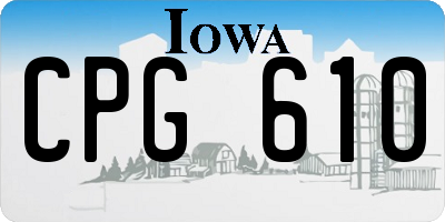 IA license plate CPG610