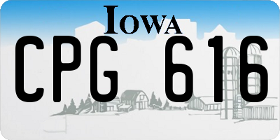 IA license plate CPG616