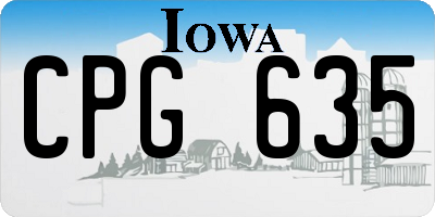 IA license plate CPG635