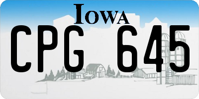 IA license plate CPG645