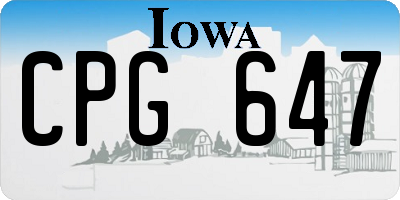 IA license plate CPG647