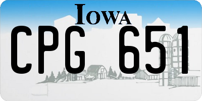 IA license plate CPG651