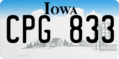 IA license plate CPG833