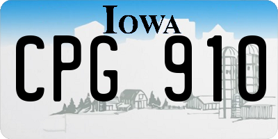 IA license plate CPG910