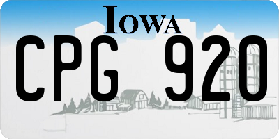 IA license plate CPG920