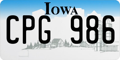 IA license plate CPG986