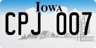 IA license plate CPJ007