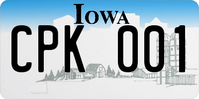 IA license plate CPK001
