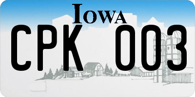 IA license plate CPK003