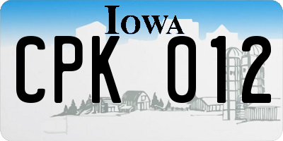 IA license plate CPK012