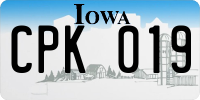 IA license plate CPK019