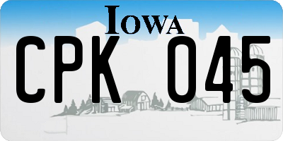 IA license plate CPK045