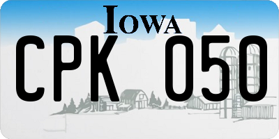 IA license plate CPK050