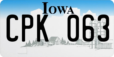 IA license plate CPK063