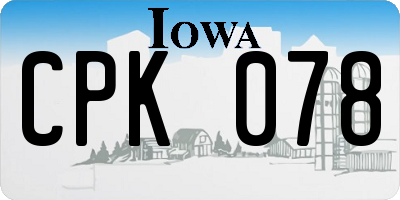 IA license plate CPK078