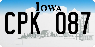 IA license plate CPK087