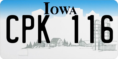 IA license plate CPK116