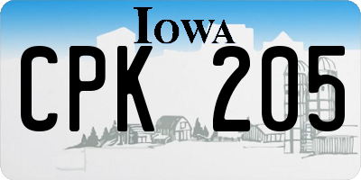 IA license plate CPK205
