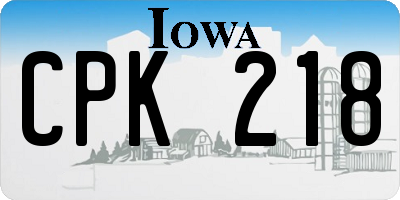 IA license plate CPK218