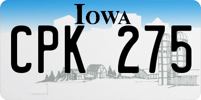 IA license plate CPK275