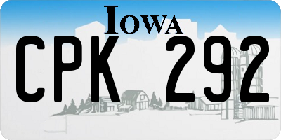 IA license plate CPK292