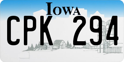 IA license plate CPK294