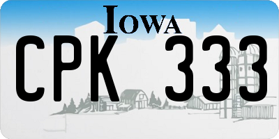IA license plate CPK333