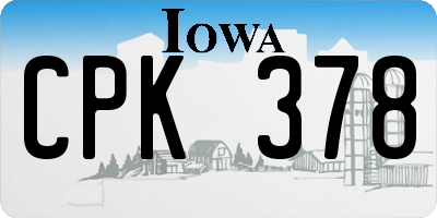 IA license plate CPK378