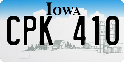 IA license plate CPK410